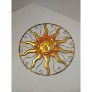 Metal Celestial Sun Face Wall Decor Hanging 14"